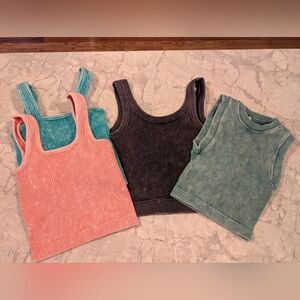 Zenana Brami Tank Tops in Green, Pink, Black, and Teal, S/M